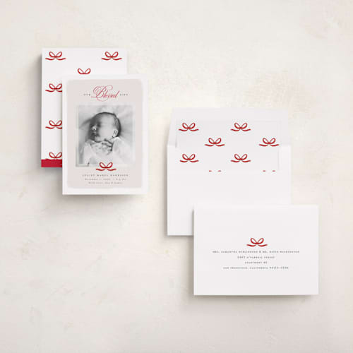 This is a cherry babys first christmas with standard by Nicoletta Savod called our blessed gift printing on recycled smooth signature in standard