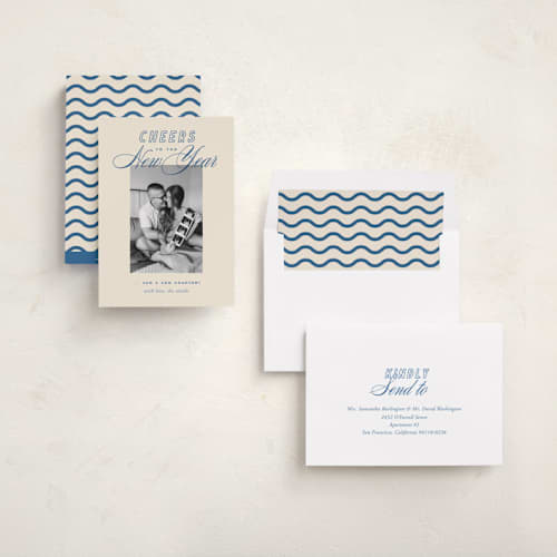 This is a cobalt babys first christmas with standard by Oscar and Emma - Karly Depew called retro printing on recycled smooth signature in standard