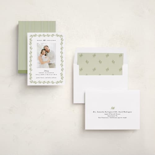 This is a mistletoe babys first christmas with standard by Julie Murray called little christmas printing on recycled smooth signature in standard