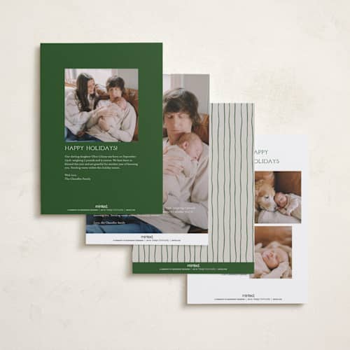 This is a evergreen babys first christmas with standard by Inkblot Design called scroll printing on recycled smooth signature in standard