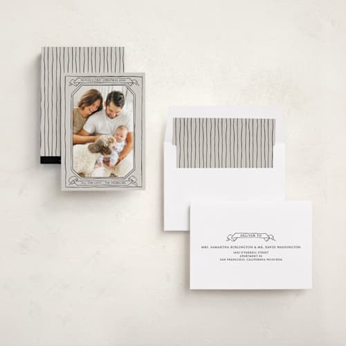 This is a midnight babys first christmas with standard by Inkblot Design called scroll printing on recycled smooth signature in standard