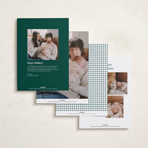 This is a snowfall babys first christmas with standard by Jenna Holcomb called news printing on recycled smooth signature in standard
