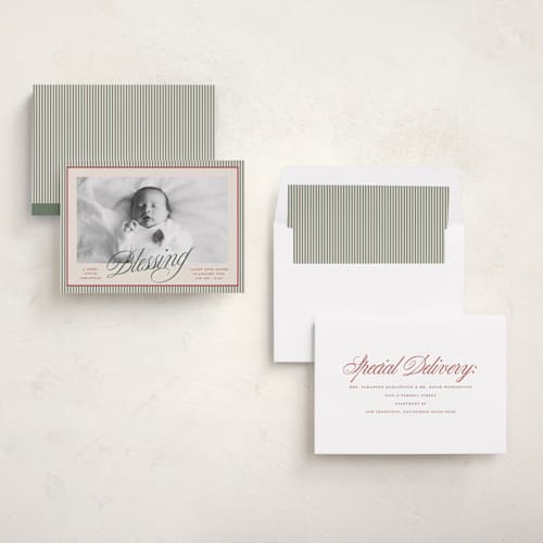 This is a pine babys first christmas with standard by Blustery August called a merry little christmas blessing printing on recycled smooth signature in standard