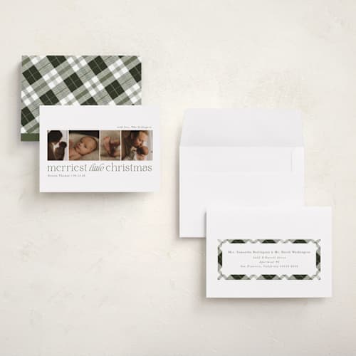 This is a forest babys first christmas with standard by Sarah Brown called little merriest printing on recycled smooth signature in grand