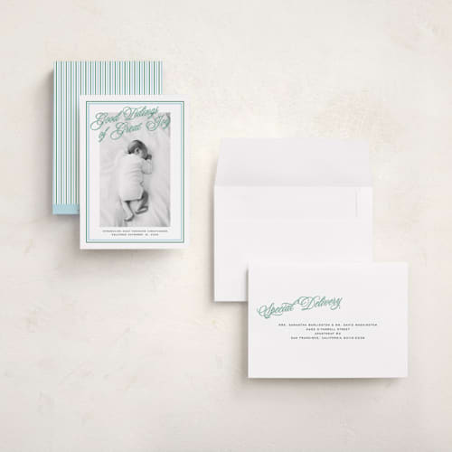 This is a powder babys first christmas with standard by Jenna Holcomb called joyous classic printing on signature in grand