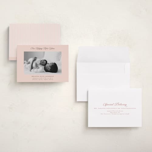 This is a cotton candy babys first christmas with standard by Jennifer Holbrook called our happy new year printing on signature in grand