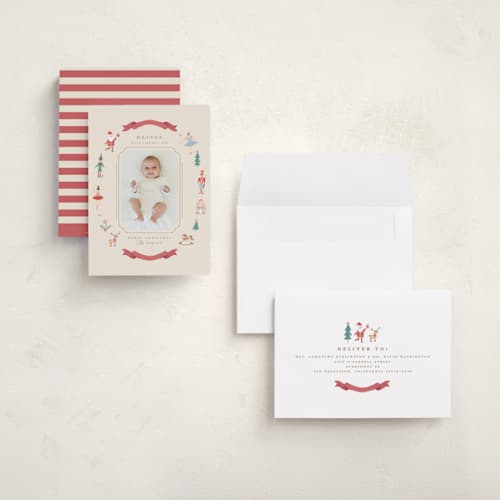 This is a halo babys first christmas with standard by Teju Reval called festive dreams printing on recycled smooth signature in grand