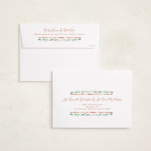 This is a tangerine babys first christmas with standard by Alethea and Ruth called merry little christmas greenery printing on recycled smooth signature in grand
