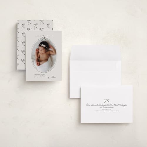 This is a pine babys first christmas with standard by Maja Cunningham called more joy printing on recycled smooth signature in grand