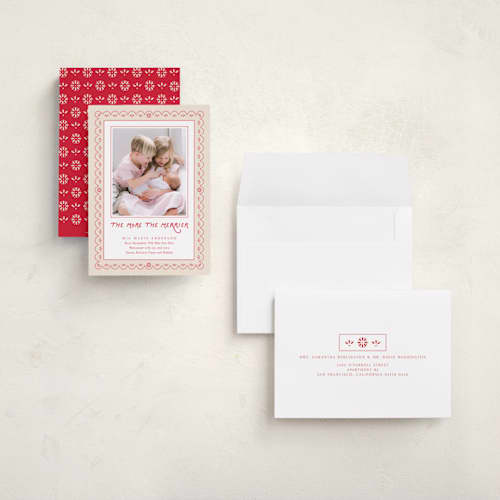 This is a cardinal babys first christmas with standard by Kanika Mathur called holiday scallop lace printing on signature in grand