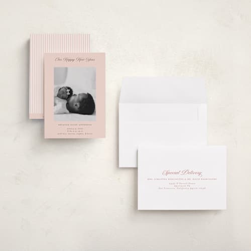 This is a cotton candy babys first christmas with standard by Jennifer Holbrook called our happy new year printing on signature in grand