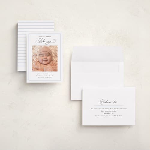 This is a sky babys first christmas with standard by Nicoletta Savod called christmas blessing printing on recycled smooth signature in grand