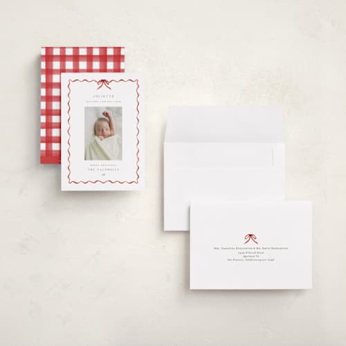This is a crimson babys first christmas with standard by Grae called lovely holiday printing on recycled smooth signature in grand