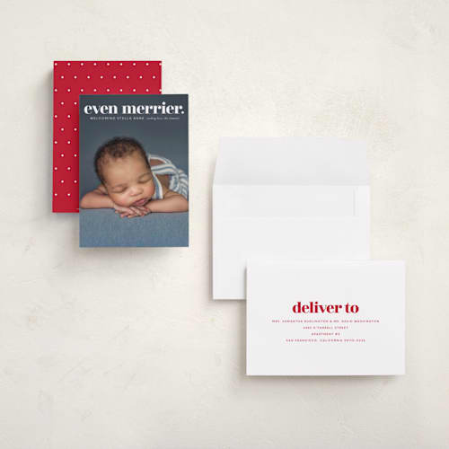 This is a snow babys first christmas with standard by Lori Wemple called even merrier. printing on recycled smooth signature in grand