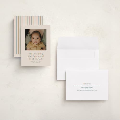 This is a teal babys first christmas with standard by Ellen Schlegelmilch called the best thing printing on recycled smooth signature in grand