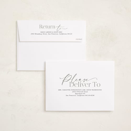 This is a cloud foil stamped birth announcements with foil pressed by Jackie Crawford called scripted welcome printing on recycled smooth signature in standard
