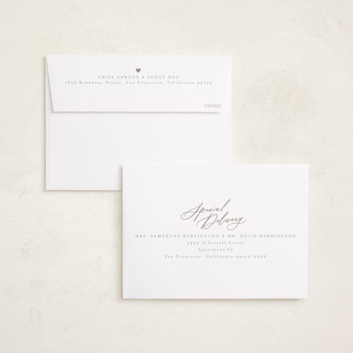 This is a marshmallow foil stamped birth announcements with foil pressed by Everett Paper Goods called cara printing on recycled smooth signature in standard