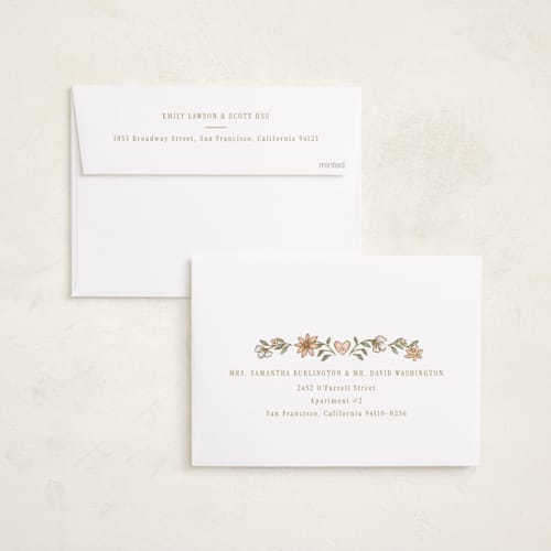 This is a turquoise foil stamped birth announcements with foil pressed by Leah Bisch called nature frame printing on recycled smooth signature in standard