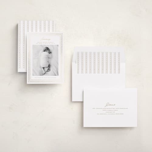 This is a cloud foil stamped birth announcements with foil pressed by Jelena Vuletic called aire printing on recycled smooth signature in standard
