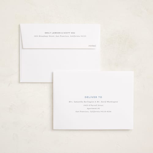 This is a powder foil stamped birth announcements with foil pressed by letterfix called soft gingham printing on recycled smooth signature in standard