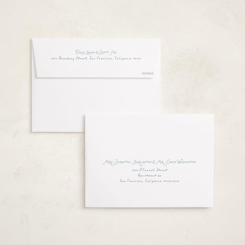 This is a cloud foil stamped birth announcements with foil pressed by Laura Hankins called handdrawn printing on recycled smooth signature in standard