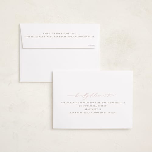 This is a fawn foil stamped birth announcements with foil pressed by Olivia Raufman called blissful welcome printing on recycled smooth signature in standard