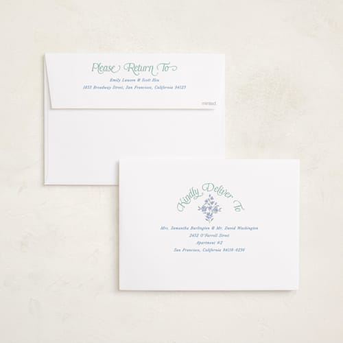 This is a periwinkle grand birth announcements with standard by Jackie Crawford called highgrove printing on recycled smooth signature in grand
