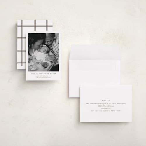 This is a fawn grand birth announcements with standard by Megan Davis called soho printing on recycled smooth signature in grand