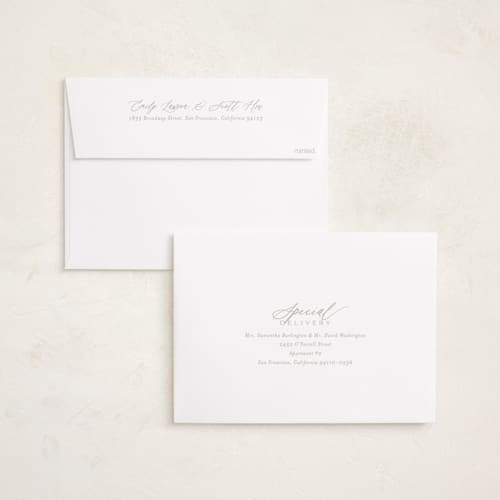 This is a cloud grand birth announcements with standard by Everett Paper Goods called serenity printing on recycled smooth signature in grand