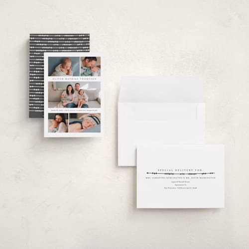 This is a cloud grand birth announcements with standard by Heather Schertzer called too cute printing on recycled smooth signature in grand