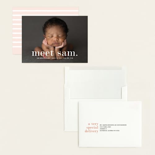 This is a cloud grand birth announcements with standard by Up Up Creative called meeting printing on recycled smooth signature in grand