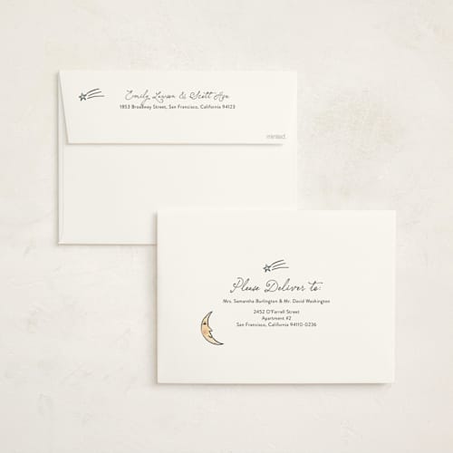 This is a sky grand birth announcements with standard by Ashlee Townsend called over the moon and back printing on signature in grand