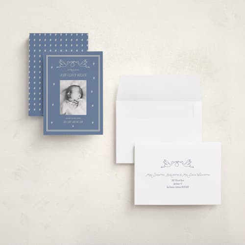 This is a neptune grand birth announcements with standard by Rina Ozum called our little miracle printing on recycled smooth signature in grand