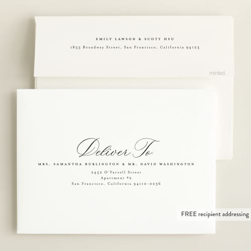 This is a noir grand birth announcements with standard by Ashlee Townsend called enchanted love printing on recycled smooth signature in grand