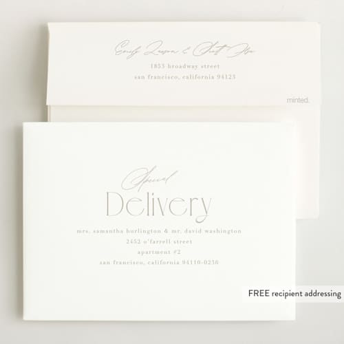This is a cotton grand birth announcements with standard by Kristie Kern called ollie printing on recycled smooth signature in grand