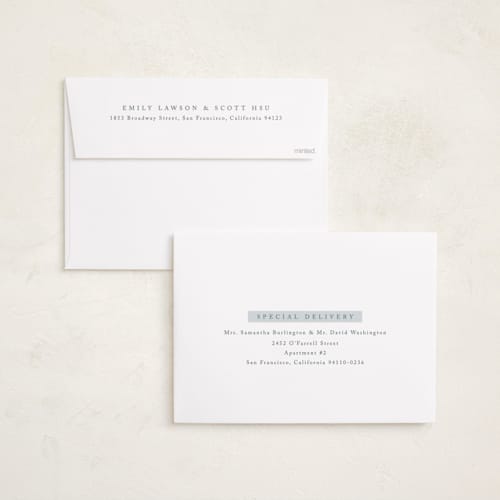 This is a soft sky grand birth announcements with standard by Olivia Raufman called tailored frame printing on recycled smooth signature in grand