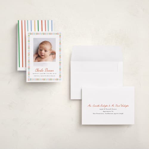 This is a rainbow grand birth announcements with standard by Maria Alou called coloring book printing on recycled smooth signature in grand