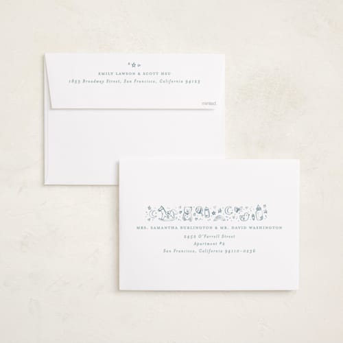 This is a bluebird grand birth announcements with standard by Creo Study called iconic bebe printing on recycled smooth signature in grand