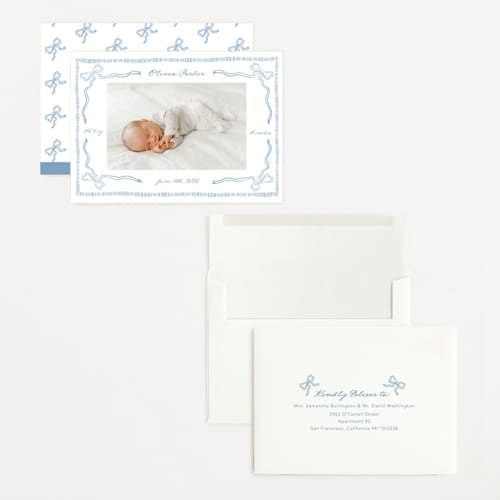 This is a sky grand birth announcements with standard by Jelena Vuletic called arabella printing on recycled smooth signature in grand