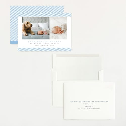 This is a sky grand birth announcements with standard by Nicoletta Savod called sweet one printing on recycled smooth signature in grand
