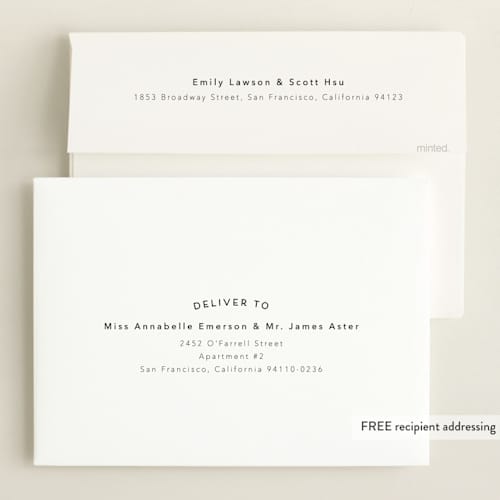 This is a night grand birth announcements with standard by MC Designs called welcome our baby printing on recycled smooth signature in grand