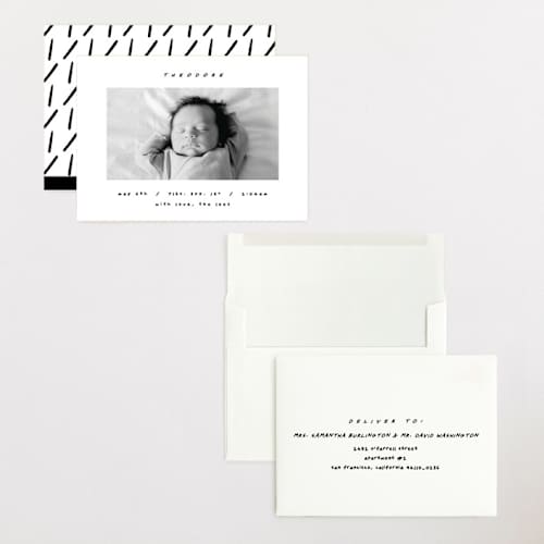 This is a snow grand birth announcements with standard by AK Graphics called pano printing on recycled smooth signature in grand