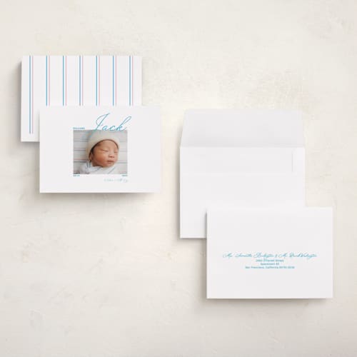 This is a ocean grand birth announcements with standard by Jen Ramsey called congratulations printing on recycled smooth signature in grand