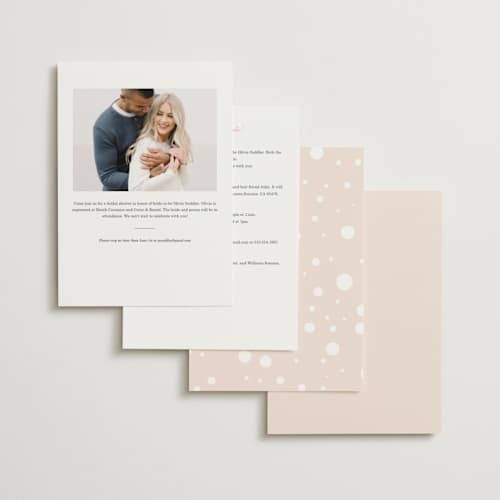 This is a blush bridal shower invitations with foil pressed by Baumbirdy called flower cheers printing on signature in standard
