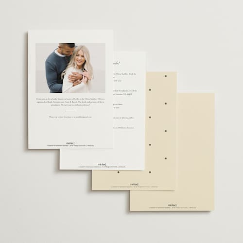 This is a cream bridal shower invitations with foil pressed by Baumbirdy called pearls printing on signature in standard