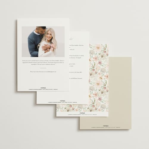 This is a blushing bridal shower invitations with foil pressed by Itsy Belle Studio called gorgeous printing on signature in standard
