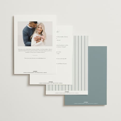 This is a bluebell bridal shower invitations with foil pressed by Leah Bisch called ribbon wreath printing on signature in standard