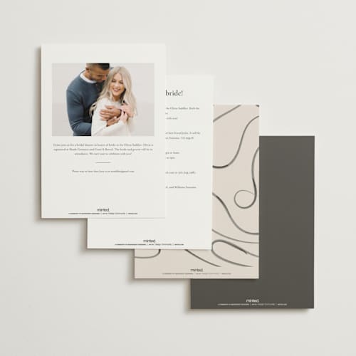 This is a tuxedo bridal shower invitations with foil pressed by Corinne Malesic called bow printing on signature in standard