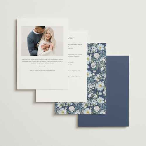 This is a denim bridal shower invitations with foil pressed by Itsy Belle Studio called fiona printing on signature in standard