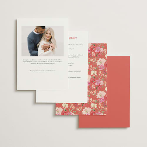 This is a valentine bridal shower invitations with foil pressed by Itsy Belle Studio called prosecco & petals printing on signature in standard